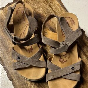 Revere Women's Brown Strappy Sandals with wedge heel.